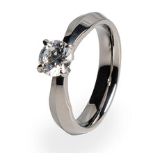 Solitaire diamond ring made from Titanium for women 