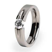 Titanium ring with diamond setting for women