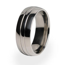 A traditional design on a beautiful Titanium ring.