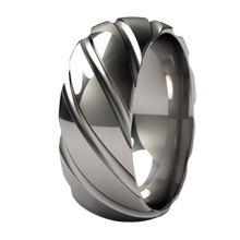 Classic Titanium Ring. Twister Style. Crisp lines, mens fashion ring or wedding band. Comfort Fit. 