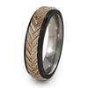 Chevrons Titanium Fidget Ring |  Black edge/natural silver color spinner and colors