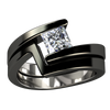Etoile Princess Cut Black Titanium Ring