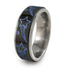 Shooting Stars Titanium Fidget Ring | Natural Silver Color Edge/  Black Spinner and Colors