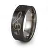 Treble Clef Titanium Music Ring - Black Titanium