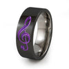 Treble Clef Titanium Music Ring - Black Titanium